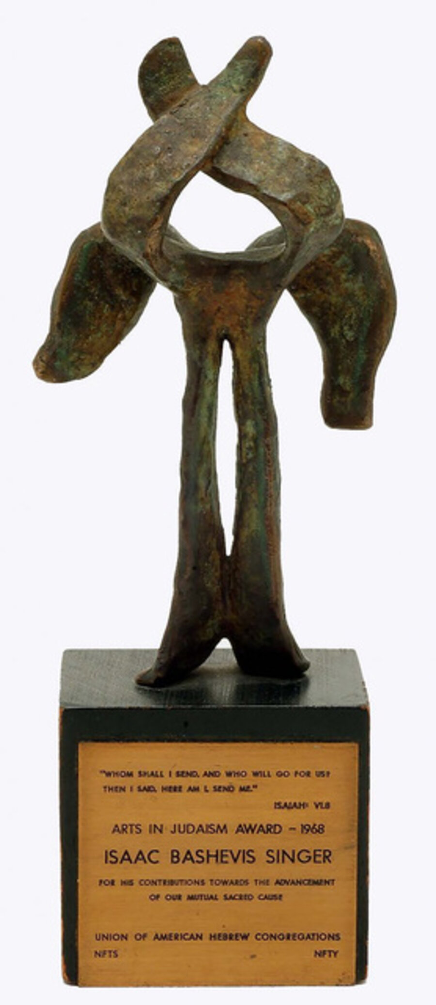 Nathaniel Kaz - Bronze Sculpture to Isaac Bashevis Singer for Arts in Judaism Award