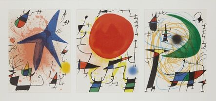 Joan Miró, ‘L'Astre Bleu, Le Soleil Rouge, La Lune Vert [Mourlot 857, 859 and 861]’, 1972