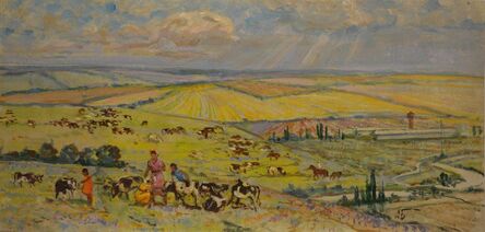Aleksey Ivanovich Borodin, ‘In the fields of the kolkhoz’, 1979