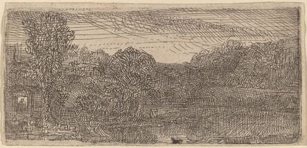 Rembrandt van Rijn, ‘Small Gray Landscape: a House and Trees beside a Pool’, ca. 1640