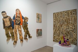 Group Show featuring RETNA, Swoon, Olek, Aiko, Pixelpancho, and Jay West, installation view