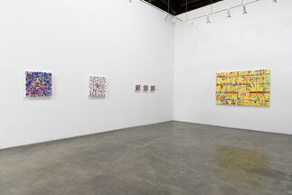 Peripheral thought, house photo word movie paint, singular color, installation view