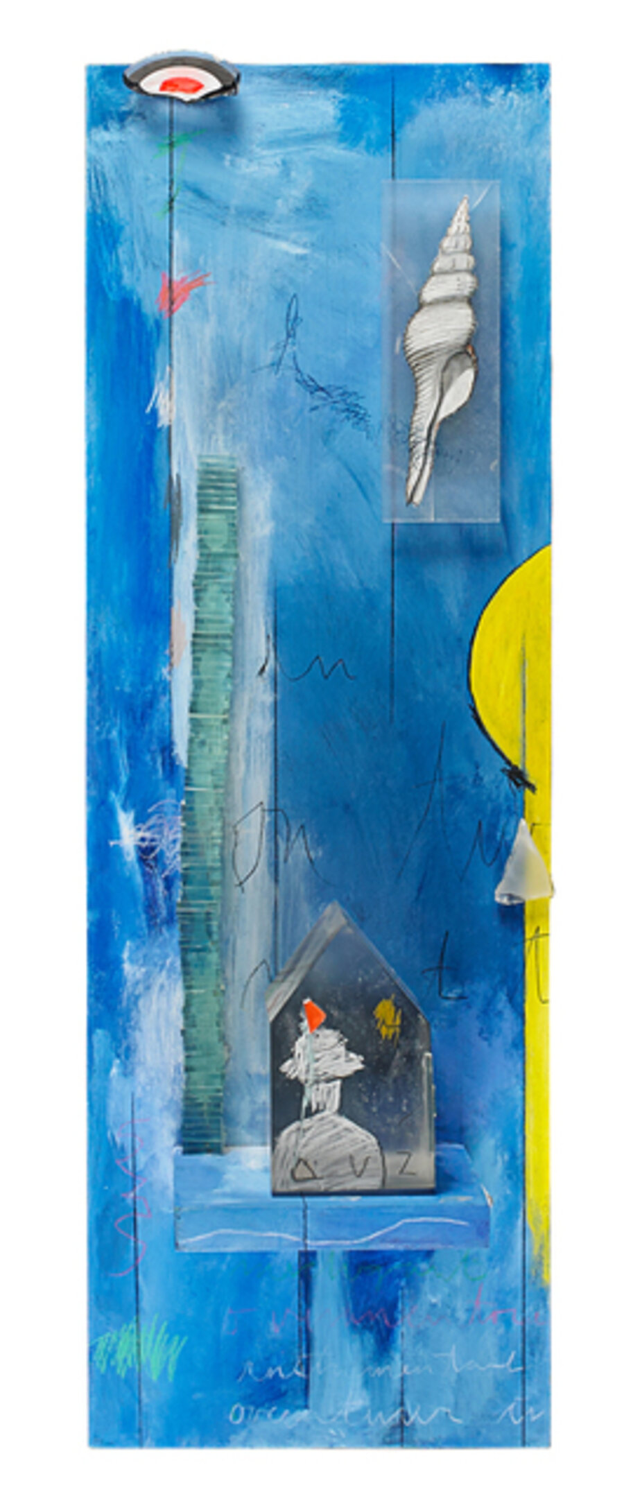 Wall-hanging sculpture, "Ocean Wing (painting with cast house)"