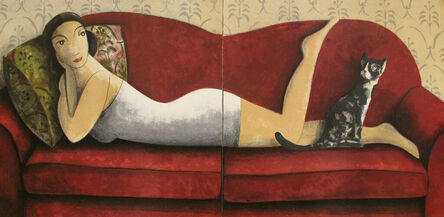 Didier Lourenço, ‘Cat and woman (dyptic)’, 2014