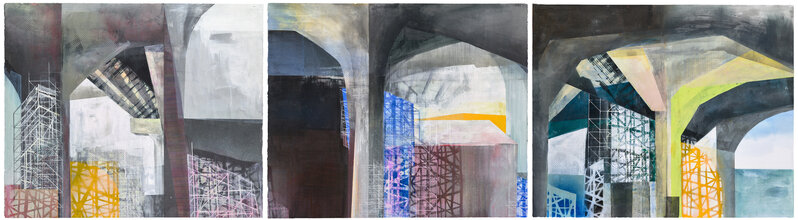 Amanda Knowles, ‘West Seattle Bridge I-III’, 2021, Drawing, Collage or other Work on Paper, Screenprint, acrylic, and graphite on paper, G. Gibson Gallery