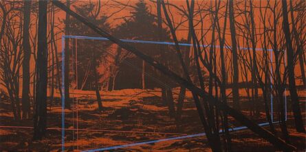 Andrew Mackenzie, ‘Clearing 1 (Leaning Tree with Electric Blue Structure)’, 2021
