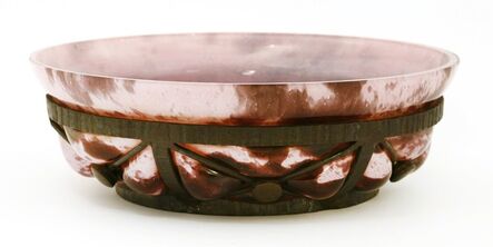 ‘A mottled pink glass bowl’