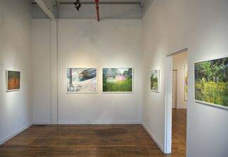 Elizabeth Gilfilen "Laid Ledge" and Jeremy Chandler "Prone Positions" with works in the office by Stephen Benenson, installation view