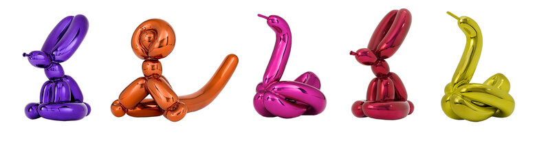 Jeff Koons, ‘Balloon Animals (set of 5)’, Ephemera or Merchandise, Porcelain multiples painted in chrome, Artsy x Rago/Wright