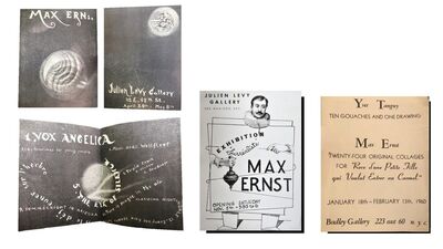 Max Ernst, ‘SET of 3 ANNOUNCEMENTS/ INVITATIONS- "Max Ernst", 1932/1944/1960, Julien Levy Gallery/ Bodley Gallery NYC, RARE’, 1932, 1944, 1960