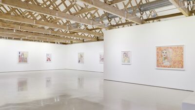Ghada Amer & Reza Farkhondeh: Love is a Difficult Blue, installation view
