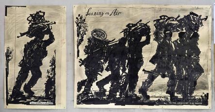 William Kentridge, ‘Refugees I & II: (Leaning On Air & God's Opinion is Unknown)’, 2018