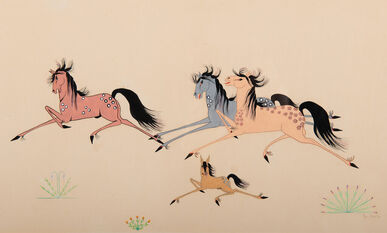 Pop Chalee (Merina Lujan), ‘Untitled (Four Prancing Horses)’, ca. 1950