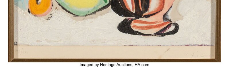 Pablo Picasso, ‘Nature morte au Citron et au Pichet rouge’, c. 1960, Print, Aquatint in colors on paper laid on panel, with trimmed margins, Heritage Auctions