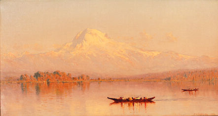 Sanford Robinson Gifford, ‘Mount Tacoma from Puget Sound (Mount Rainier)’, 1877