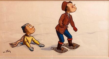 William Steig, ‘Whimsical Illustration "Snow" Cartoon, 1938 Mt Tremblant Ski Lodge William Steig’, 1930-1939