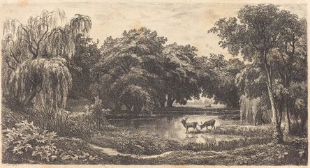 Charles François Daubigny, ‘Pool with Deer (La Mare aux cerfs)’, 1845