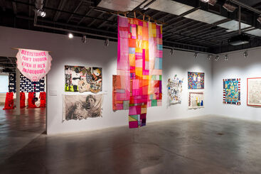 Women Pulling at the Threads of Social Discourse at The Museum of Contemporary Art in Westport, CT., installation view