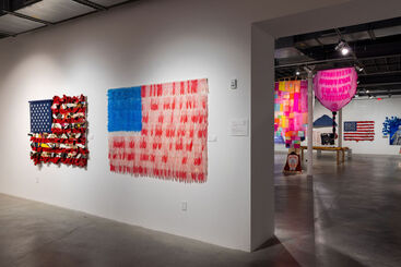 Women Pulling at the Threads of Social Discourse at The Museum of Contemporary Art in Westport, CT., installation view