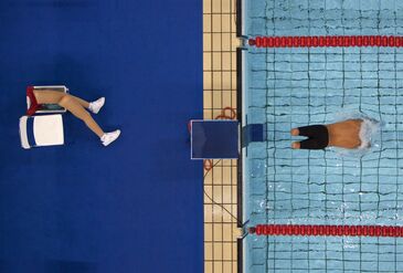 Bob Martin, ‘Avi Torres (Spain) Sets Off at the Start of the 200m Freestyle Heats at the Paralympic Games, Athens’, September 1-2004