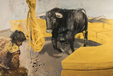 Nicola Pucci, ‘Toro con torero e divano giallo 1 ’, 2017