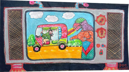 Doowon Lee, ‘A tuk-tuk driver being chased by a monster on TV’, 2023
