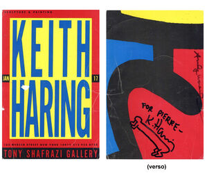 "Keith Haring & Andy Warhol" (BABY Sketch), 1987, RARE Signed by Both Exhibition Invitation, Shafrazi Gallery NYC, UNIQUE