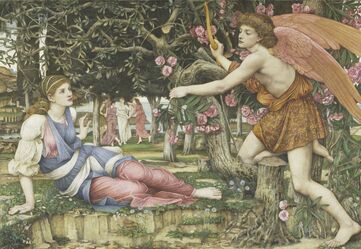 John Roddam Spencer Stanhope, ‘Love and the Maiden’, 1877