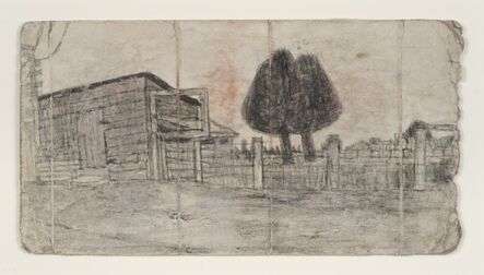 James Castle, ‘Untitled (Shed and Fence with Two Black Trees)’, n.d.