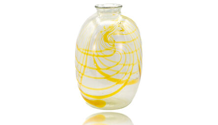 Dale Chihuly, ‘Dale Chihuly c. 1970 Clear with Yellow Stripes Pilchuck Oval Hand Blown Glass Vase with $20,000 Appraisal’, ca. 1970