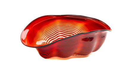 Dale Chihuly, ‘Dale Chihuly Crimson Seaform with Black Lip Wrap Signed Hand Blown Glass Sculpture’, 1991
