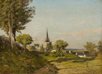 Henri-Joseph Harpignies, ‘Landscape with a Church’, 1891