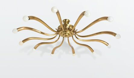 Attributed to Guglielmo Ulrich, ‘a 12-arm ceiling lamp with a brass structure’, ca. 1950