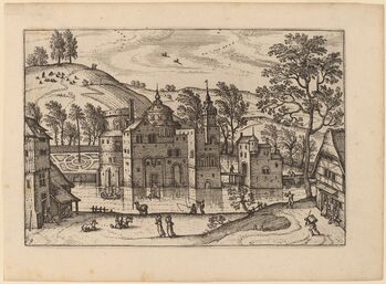 Carel Collaert, ‘Castle with a Moat’, published in or before 1676