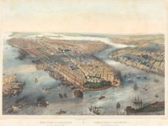 Theodore Muller after William Simpson, ‘New York et Brooklyn - Vue prise au dessus dela batterie’