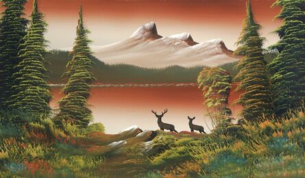 Levine Flexhaug, ‘Untitled (Mountain lake with two deer)’, n.d.