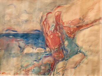 Efraim Fima, ‘Chinese Israeli Modernist Abstract Watercolor Painting’, Mid-20th Century