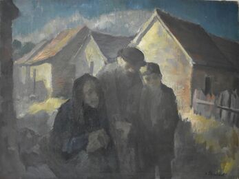 Jacob Steinhardt, ‘ Jewish Family | Wintery Swiss Town’, 1920