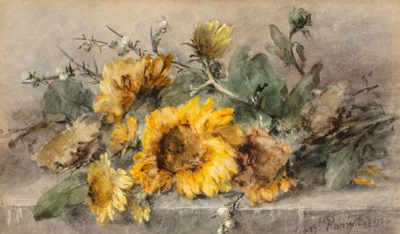 Margaretha Vogel Roosenboom, ‘Spray of sunflowers on a stone ledge’