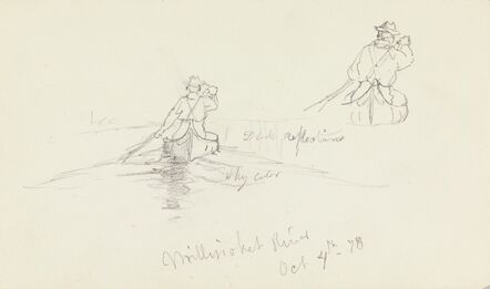 Frederic Edwin Church, ‘Studies of Man Paddling Canoe on Millinocket River’, 1878