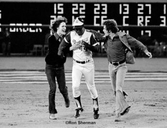 Ron Sherman, ‘Hank Aaron Breaks 715th Home Run to Break Babe Ruth's Record’, 1974