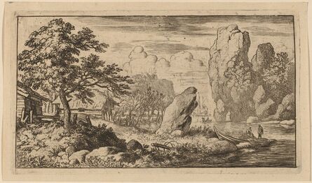 Allart van Everdingen, ‘Pointed Boulder at the Bank of a River’, probably c. 1645/1656
