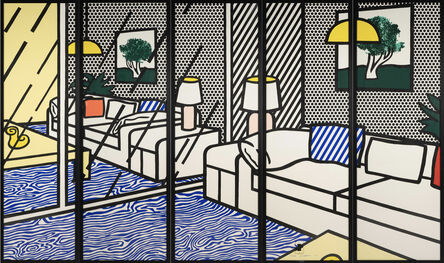 Roy Lichtenstein, ‘ Roy Lichtenstein 'Wallpaper with Blue Floor Interior' Screenprint 1992’, 1992