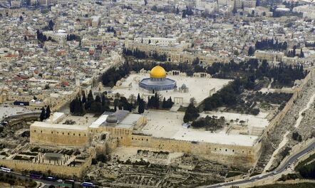 ‘Aerial view of Haram Al-Sharif (Temple Mount) with Dome of the Rock’