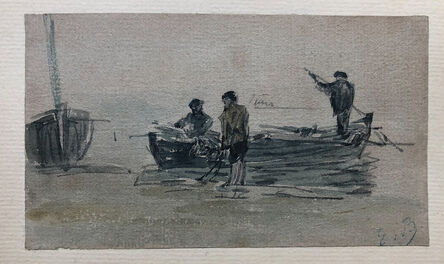 Eugène Boudin, ‘Fishermen by the sea’, ca. 1880