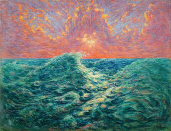 John Henry Ramm, ‘Fauvist Ocean Wave and Sunset, 1920's Seascape’, 1929