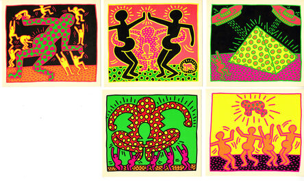 Keith Haring, ‘Keith Haring Fertility: set of 5 announcements 1983 (Keith Haring Tony Shafrazi)’, 1983