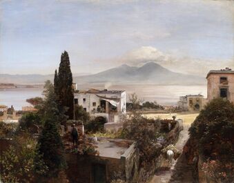 Oswald Achenbach, ‘View of the Bay of Naples with Vesuvius, at Sunset’, 1885