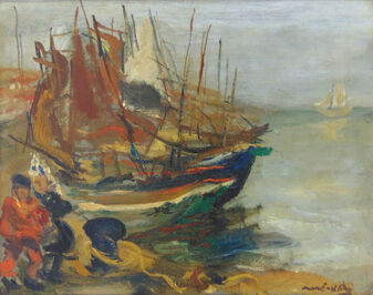 Mané-Katz, ‘Fishermen by the Boats’, 1941