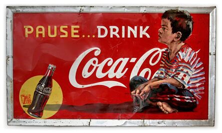 Ernest Zacharevic, ‘Boy on Vintage 1930's Coca-Cola Sign’, 2014